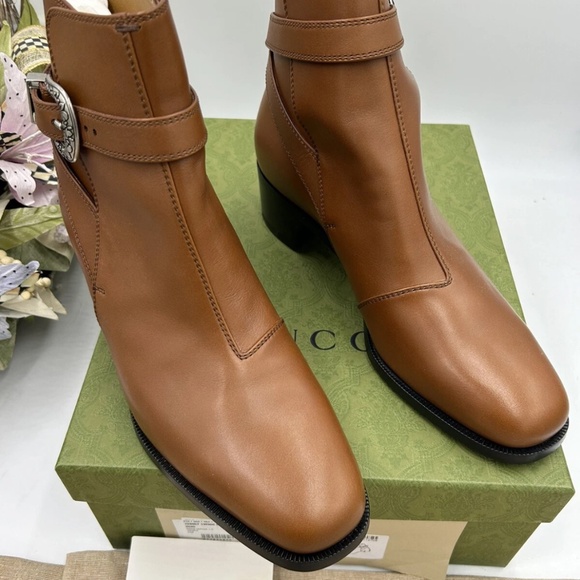 Men’s Gucci calf skin Jakarta buckle boots size 9, made in Italy - Picture 4 of 10